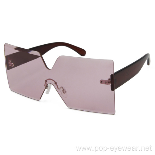 Oversized Mirrored Frameless Lens One Piece Sunglasses